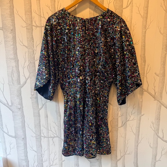 BLDN Jax Multicolor Sequin Kimono Sleeve Cocktail Party Mini Dress- Size 10 NWOT - Picture 9 of 9